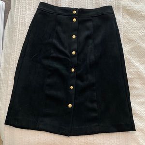 NWOT Loft Black Suede-Like Mid Length Skirt. Size 6